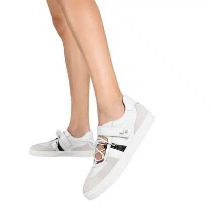Tênis Jorge Bischoff Feminino Branco Preto Couro