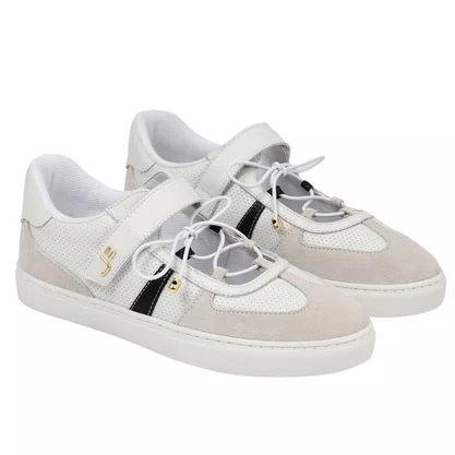 Tênis Jorge Bischoff Feminino Branco Preto Couro