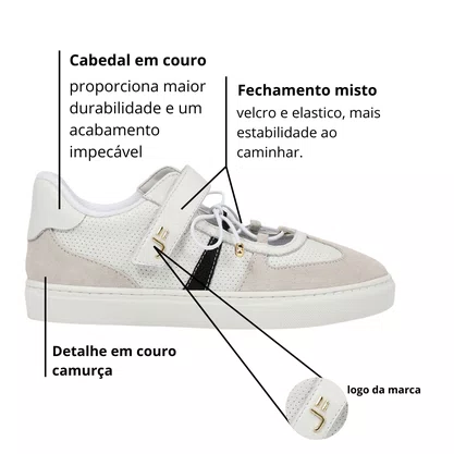 Tênis Jorge Bischoff Feminino Branco Preto Couro