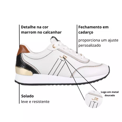 Tênis Jorge Bischoff Feminino Floter Fresh Branco Couro