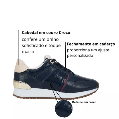 Tênis Jorge Bischoff Feminino Jogger Marinho Couro Croco