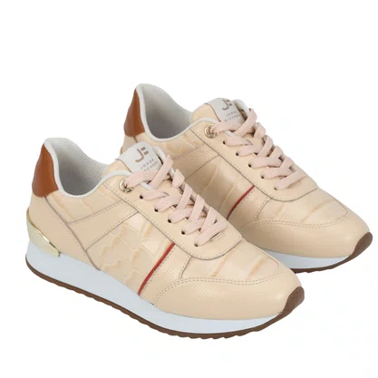 Tênis Jorge Bischoff Feminino Jogger Nude Marrom Couro Croco