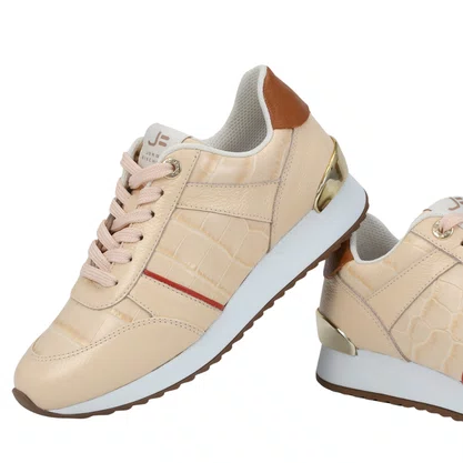 Tênis Jorge Bischoff Feminino Jogger Nude Marrom Couro Croco
