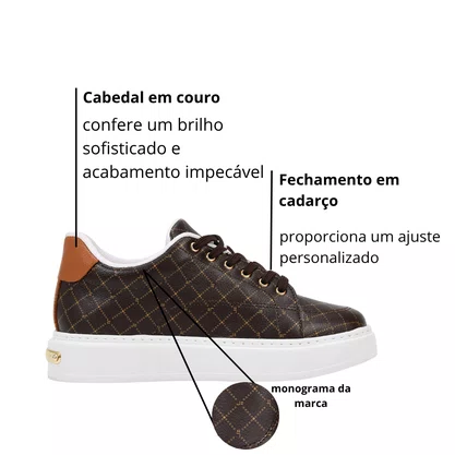 Tênis Jorge Bischoff Feminino Monograma Marom Couro