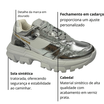 Tênis Feminino Lança Perfume Feminino Prata Verniz