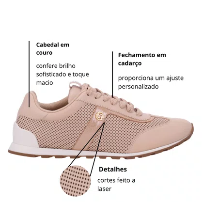 Tênis Luz da Lua Feminino Bege Couro