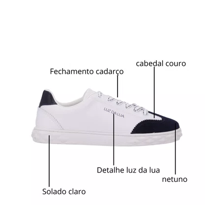 Tênis Luz da Lua Feminino Branco Netuno Camurça