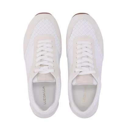 Tênis Luz da Lua Feminino Branco Panna Couro Camurça