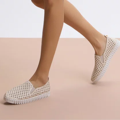 Tênis Luz Da Lua Feminino Slip On Panna Couro