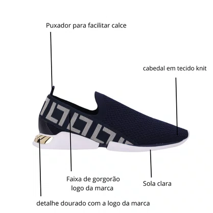 Tênis Luz da Lua Feminino Space Knit Netuno Gorgorão Panna