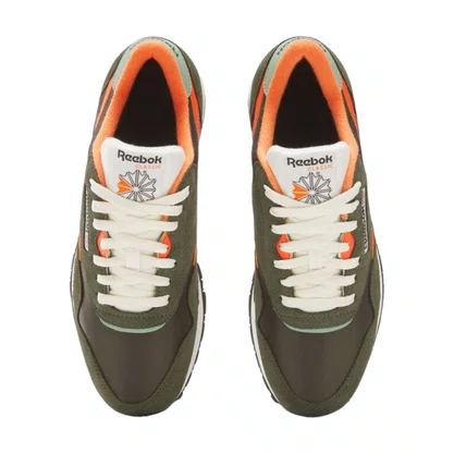 Tênis Masculino Reebok CL Nylon Verde Musgo Laranja