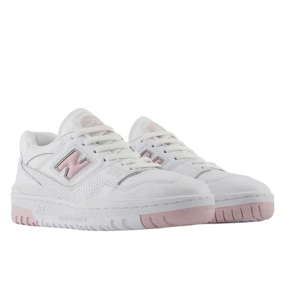 Tênis New Balance Feminino 550 Branco Rosa Claro Couro