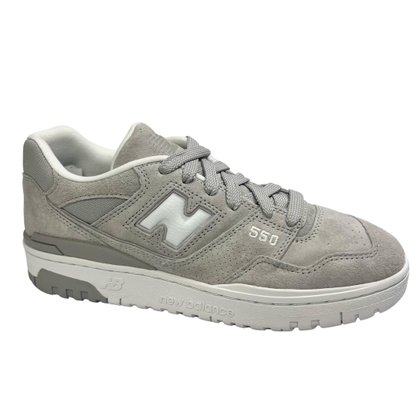 Tênis New Balance Masculino 550 Cinza Couro Camurça