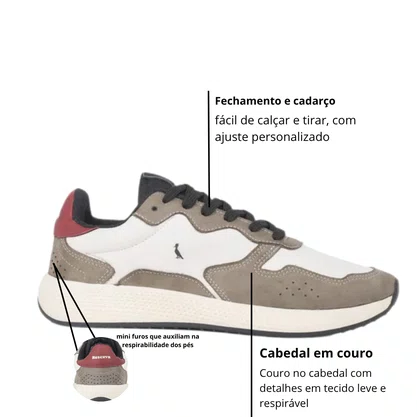 Tênis Reserva Masculino Fresh Work Caqui Gelo Preto Bordo