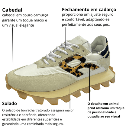 Tênis Reserva Yankee Feminino Branco Animal Print Couro 