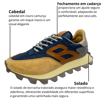 Tênis Reserva Yankee Masculino Marinho Whisky Aveia Couro