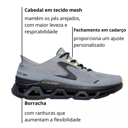 Tênis Skechers Masculino Glide Step Altus Cinza Preto