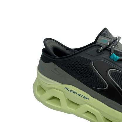 Tênis Skechers Masculino Slip-ins Glide Step Carvão Verde Limão