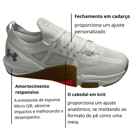 Tênis Under Armour Masculino UA Tribase Cross 2 Branco Petala Prata