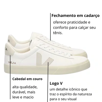 Tênis Veja Campo Feminino White Natural Couro