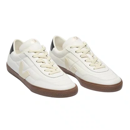 Tênis Veja Feminina Leather White Black Bark
