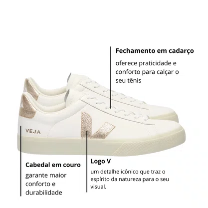 Tênis Veja Campo Chromefree Leather Extra White Platine
