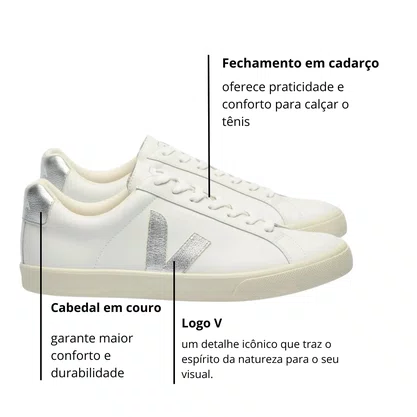 Tênis Veja Feminino Esplar Extra White Silver