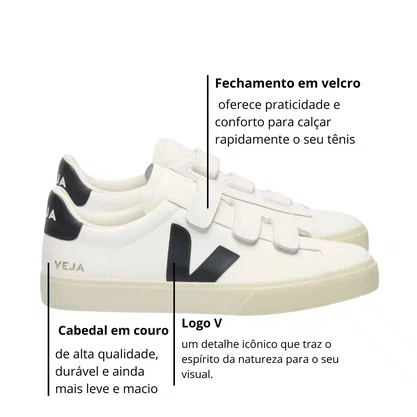 Tênis Veja Recife Logo Chromefree Leather Extra White Black 