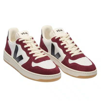 Tênis Veja Feminino V-10 Leather White Black Amarante