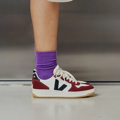 Tênis Veja Feminino V-10 Leather White Black Amarante
