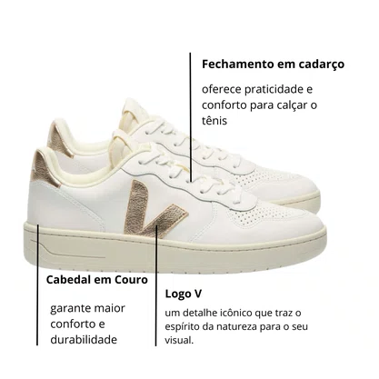 Tênis Veja Feminino V-10 Prime Leather Extra White Platine
