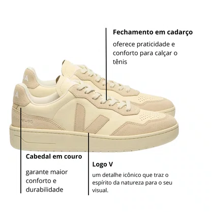 Tênis Veja Feminino V-90 Leather Cashew Oat