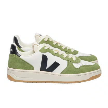 Tênis Veja Feminino V10 Leather White Black Kiwi