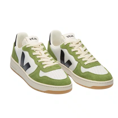Tênis Veja Feminino V10 Leather White Black Kiwi