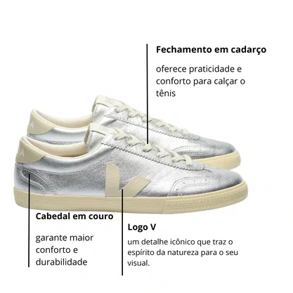 Tênis Veja Feminino Volley Leather Silver Pierre 