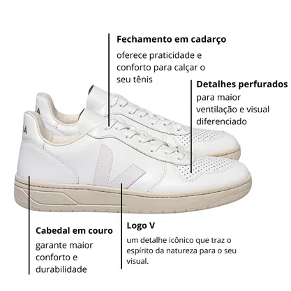 Tênis Veja Masculino V-10 White Couro