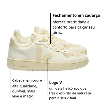 Tênis Veja V-10 Feminino Pure Calcaire Couro