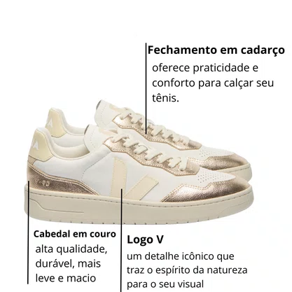 Tênis Veja V-90 Feminino White Platine Couro