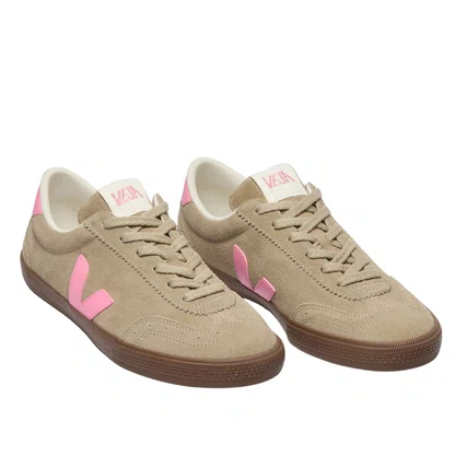 Tênis Veja Volley Feminino Taupe Malibu Bark Couro Camurça