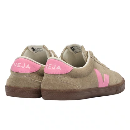 Tênis Veja Volley Feminino Taupe Malibu Bark Couro Camurça