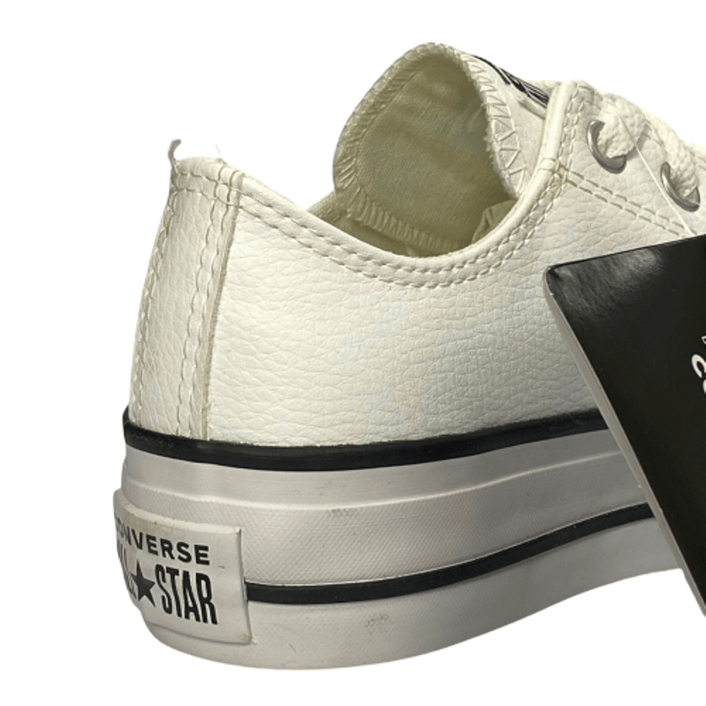 All star plataforma feminino branco couro linha preta