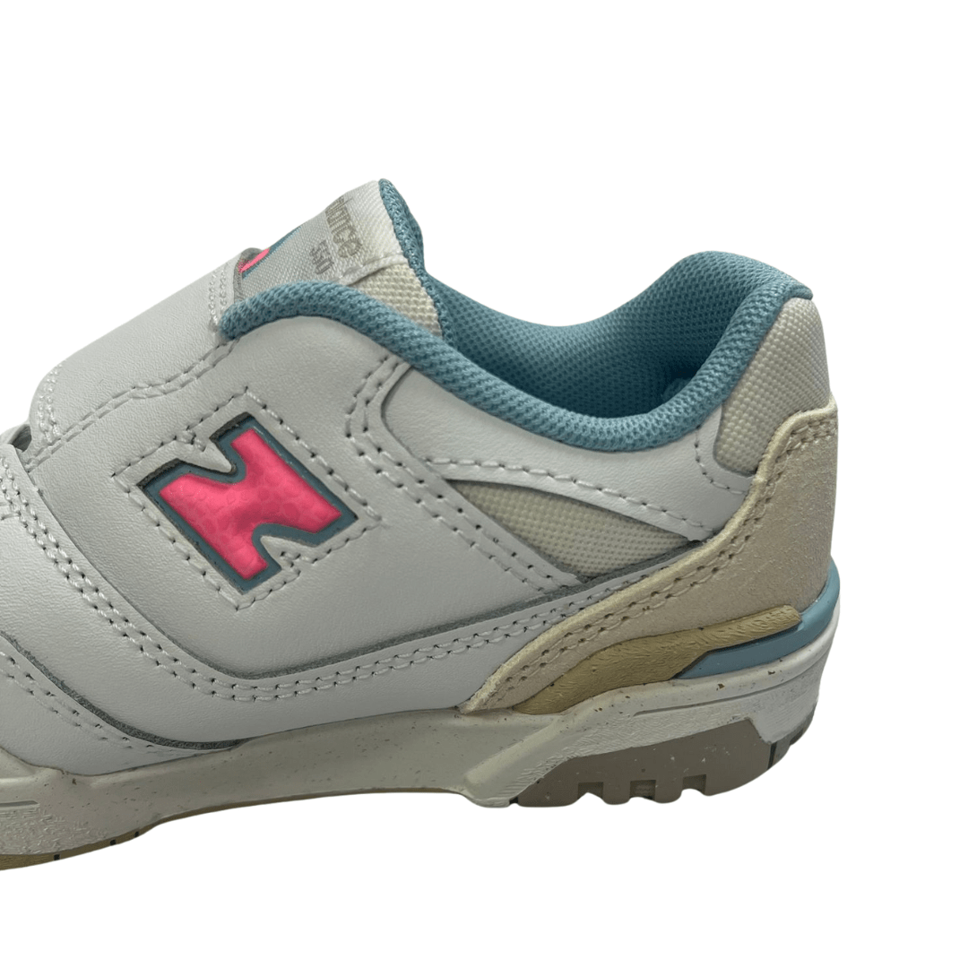 Tenis New Balance 550 Infantil Branco Rosa Couro Berti Maria