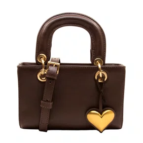 Bolsa Cecconello Feminina Brown Ouro Couro Pequena