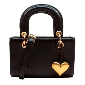 Bolsa Cecconello Feminina Preto Ouro Couro Pequena