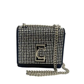 Bolsa Cecconello Preta Strass Couro - Média 