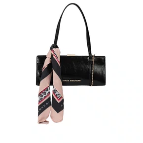 Bolsa Joege Bischoff Feminina Baguete Preto Couro Crinkle- Pequena 