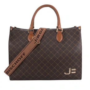 Bolsa Jorge Biscgoff Feminina  Shopping Monograma Marrom Caramelo Amêndoa