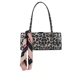 Bolsa Jorge Bischoff Feminina Baguete Onça Preto E Branco Couro - Pequena