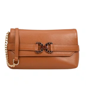 Bolsa Jorge Bischoff Feminina Clutch Amendoa Couro