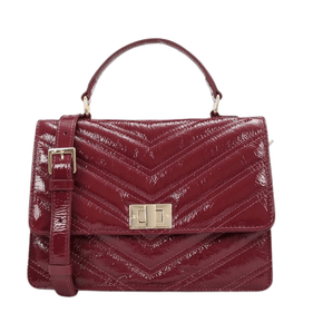 Bolsa Jorge Bischoff Feminina De Ombro Vinho Couro Verniz